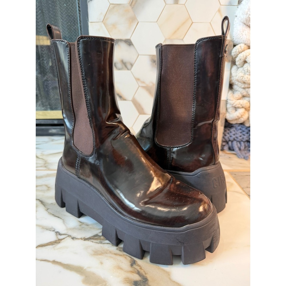 Circus by Sam Edelman Ana Platform Chelsea Boots Women 8M Brown Lug Sole Chunky